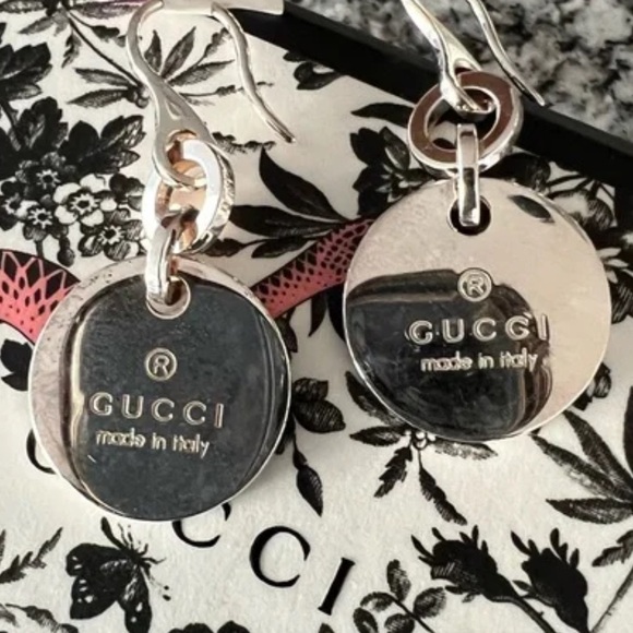 Authentic Gucci Sterling Silver 925 Round Logo Dangle Earrings! - Picture 15 of 16